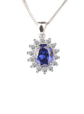 纯银蓝宝石克拉皇家送项链吊坠
