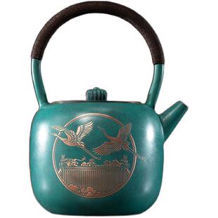 朱炳仁铜 手工铜壶单人便携泡茶壶功夫茶具瑞鹤呈祥壶