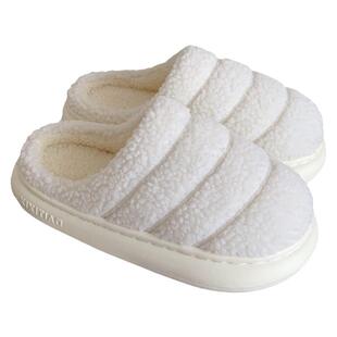 细细条 软底防滑保暖简约风羊羔毛棉拖鞋情侣冬季居家月子鞋男女