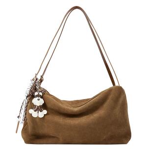 fed麂皮HOBO大容量牛二层皮反绒磨砂皮腋下包手提单肩包BFA9104