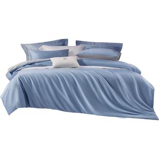 水星家纺60支四件套新疆长绒棉贡缎抗菌床单被套全棉套件轻奢床品