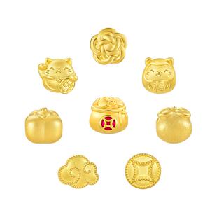 周生生招财福猫转运珠charme宝贝祥瑞祝福足金黄金串珠