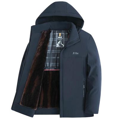 冬季男士棉衣中老年外套中年羽绒棉服男加绒加厚棉袄爸爸装派克服