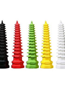 学生用的黑绿色陶瓷文昌塔摆件