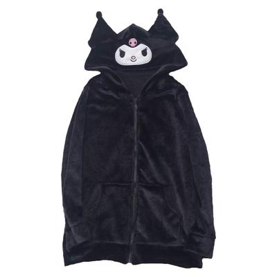 卡通耳朵连帽拉链法兰绒家居上衣