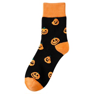 furry福瑞白袜子中筒印花彩色万圣节日南瓜秋冬可爱休闲配件萌cos