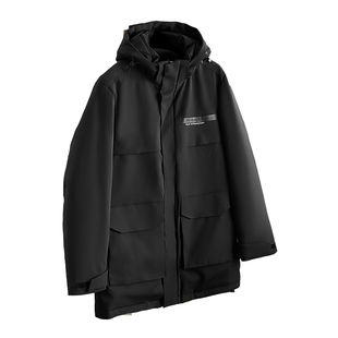 红豆加绒保暖可脱卸内胆羽绒服冬季防寒工装户外连帽厚羽绒外套男