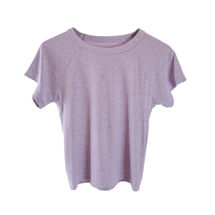 短款现代舞蹈服女紫色短袖修身形体训练服专业舞蹈练功服T恤学生