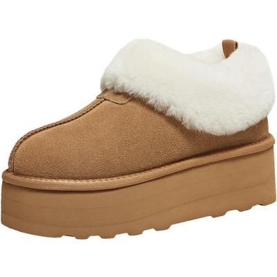 【奶油可颂】百思图2025冬季新款毛毛鞋棉鞋女厚底雪地靴N8097DM5