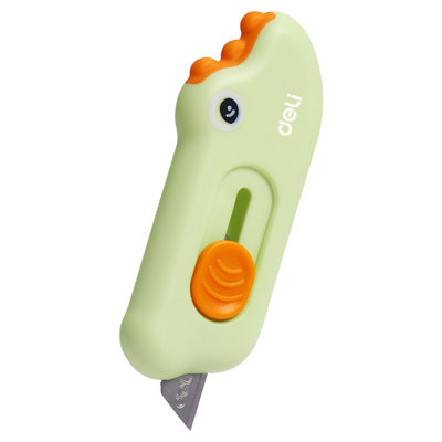 得力小鳄鱼美工刀可爱卡通开箱器拆快递小刀小巧便携迷你壁纸刀裁纸刀学生用开箱神器高颜值办公室拆快递刀