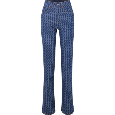 Victoria Beckham 女印花棉质高腰直筒修身牛仔裤