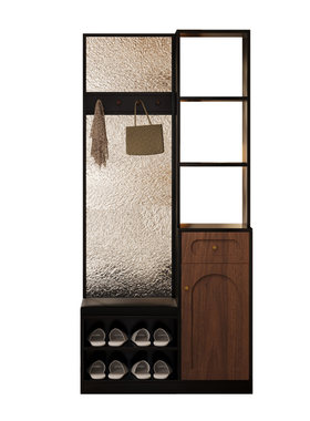 中古风玻璃屏风换鞋凳鞋柜展示柜