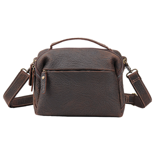 复古原创新款牛皮手提包疯马皮相机包真皮斜挎包大容量机车包男包