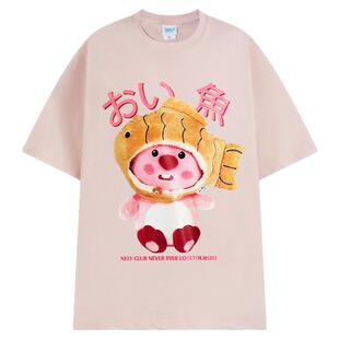 纯棉宽松美式短袖T恤男女夏季2026新款情侣半袖卡通男女潮牌体恤