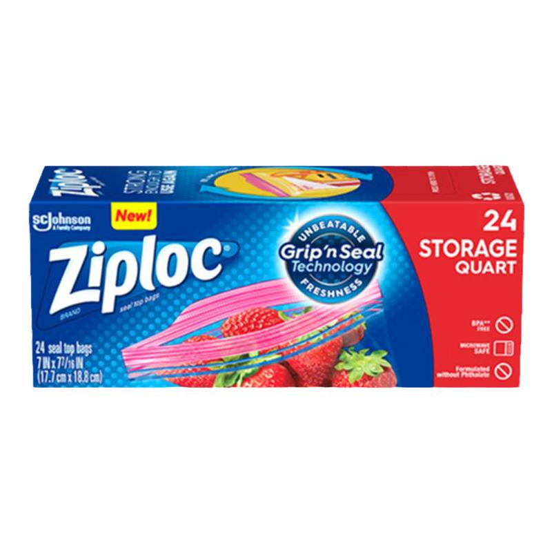 ziploc密保诺保鲜袋密封袋食品级家用冰箱双链密实袋中号24个进口