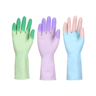 缤彩乳胶洗碗手套橡胶专用胶皮洗衣服女防水防油厨房清洁耐用防滑