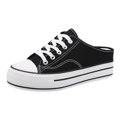 懒人厚底一脚蹬小白鞋包头松糕夏