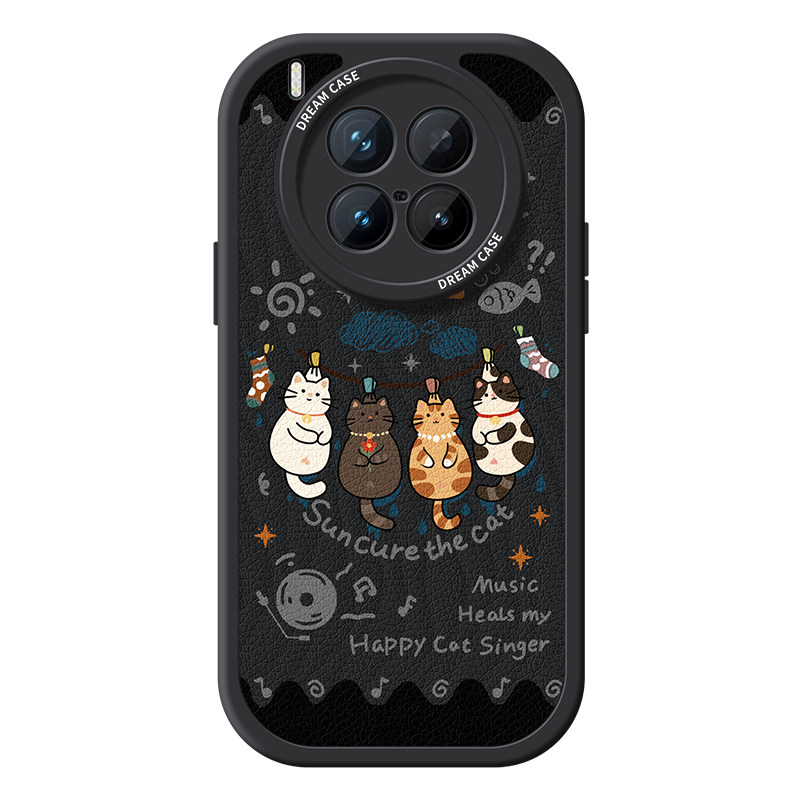 适用于vivox300s手机壳防摔X200Pro Mini新款X100S女款全包x90s保护套磨砂x300pro晒晒小猫硅胶外壳软壳黑色