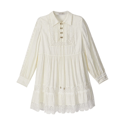 MSLAN重工蕾丝宫廷风收腰连衣裙