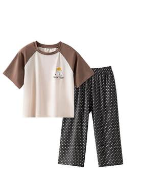 小黑托昵儿童睡衣套装短袖家居服