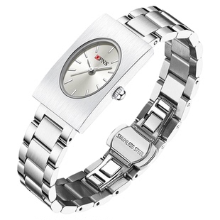 ofns品牌爆款复古简约石英腕表小众方形女士手表钢带商务手链手镯