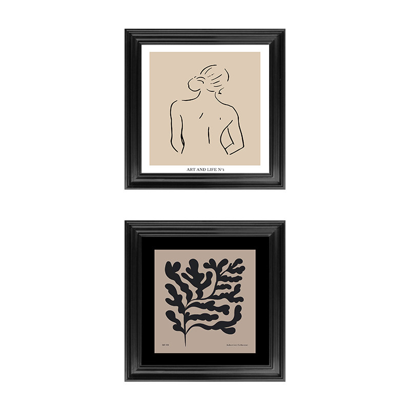 极简客厅沙发背景墙组合装饰画轻法式中古风小众壁画复古文艺挂画