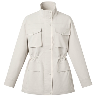 Hazzys哈吉斯宽松工装夹克女春季时尚潮流通勤休闲多口袋抽绳外套