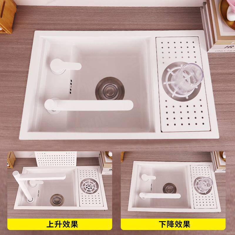 白色水槽带洗杯器隐形大单槽吧台水槽单品