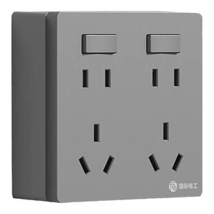 86型明装二开十孔二二三三插独立开关浴室厨房多功能10孔8孔插座