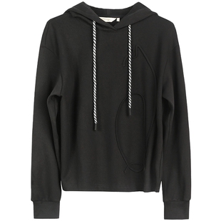 布景卫衣女春季新品简约休闲连帽宽松长袖套头上衣外套0953