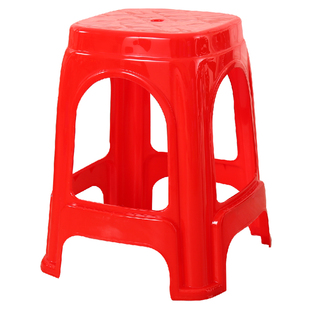 塑料凳子印花家用客厅简约加厚餐桌凳特厚椅子红色熟胶方凳高板凳