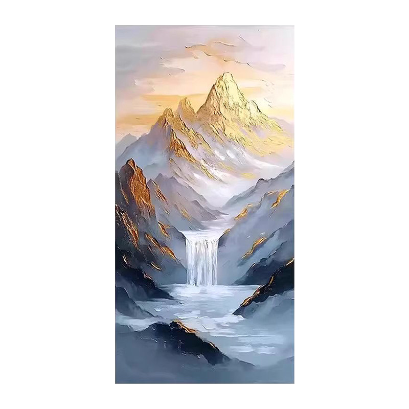 可班手绘油画玄关靠山招财装饰画