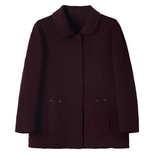 洋气妈妈双面羊绒大衣女小个子新款秋冬短款中老年女装羊毛呢外套