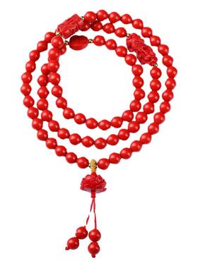 保真原矿朱砂貔貅手链女三圈