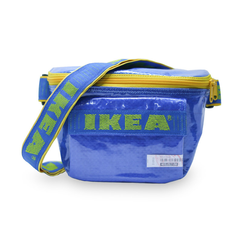 IKEA宜家手工改造包弗拉塔购物袋YKK拉链潮流腰包纯色休闲编织包
