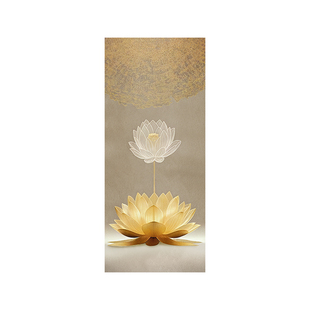 新中式禅意莲花电梯门贴纸高级一梯一户改造遮丑入户门装饰贴画膜