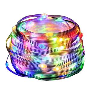 声控串串灯跑马灯户外防水彩灯音乐节奏流水灯带露营幻彩皮线灯串