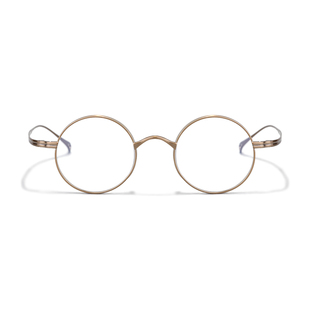 言堇手制金子万年龟眼镜 日潮风复古纯钛圆框一体鼻托近视眼镜框