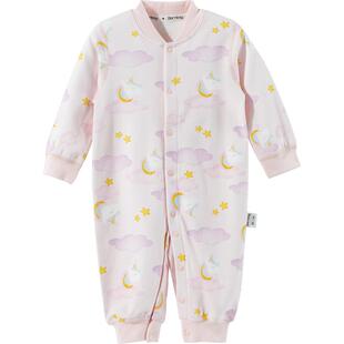 贝贝怡童装儿童前开连体衣新款男女宝宝睡衣爬服春秋季纯棉连身衣