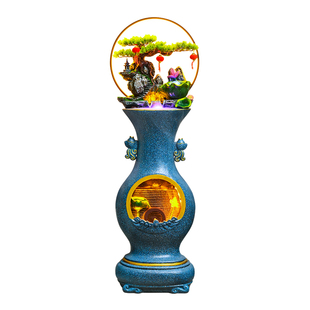 中式古典立式花瓶水系水景观入户门玄关客厅加湿器落地流水摆件