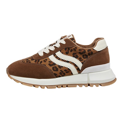 星期六豹纹加绒德训鞋女款2025