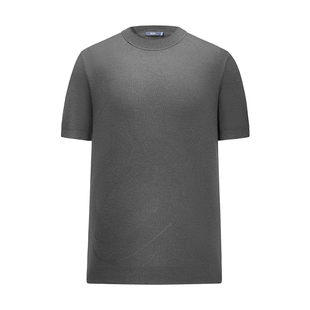 堡尼新品商务针织短袖半高领套头羊毛混纺T恤休闲内搭男LS583G22B