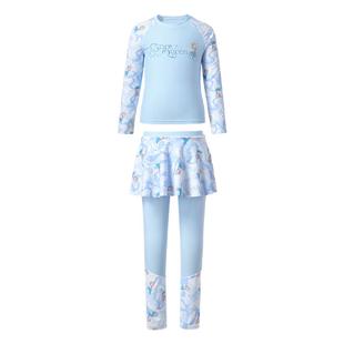 迪士尼儿童泳衣女孩女童分体长袖长裤保暖温泉游泳衣2025新款套装