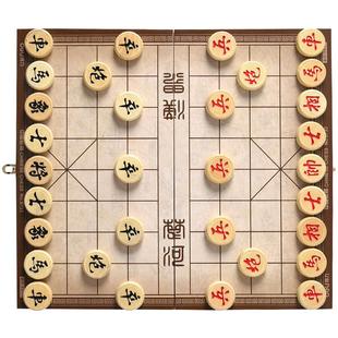 得力象棋中国象棋小学生专用带棋盘磁性儿童便携式实木大号可折叠