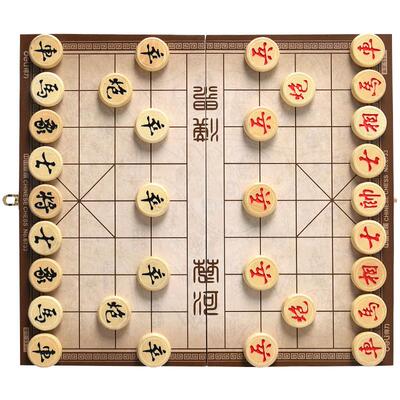 得力中国象棋带棋盘实木折叠收纳