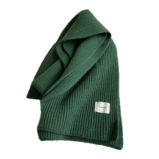 2025新款冬季保暖围脖女百搭韩系学生绿色短围巾针织毛线秋冬墨绿