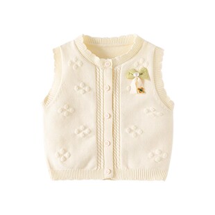 女宝宝开衫马甲春装女童时尚外穿针织衫坎肩婴儿洋气毛衣马夹春秋