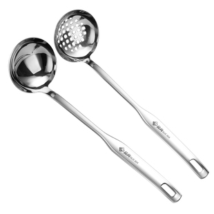 德国304不锈钢火锅漏勺汤勺一体带挂钩火锅勺长柄漏汤勺两件套装