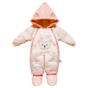 婴儿羽绒服连体衣冬季抱衣宝宝加厚外出服新生儿鸭绒衣服防风包脚