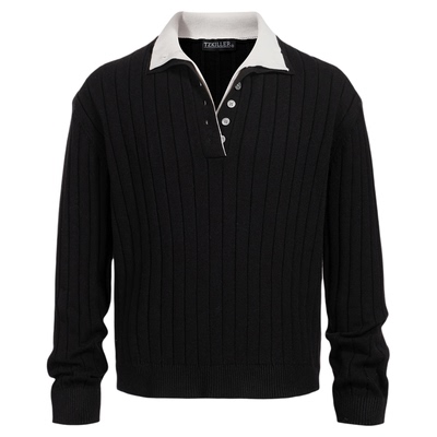 双领口翻领立领两穿羊毛混纺毛衣